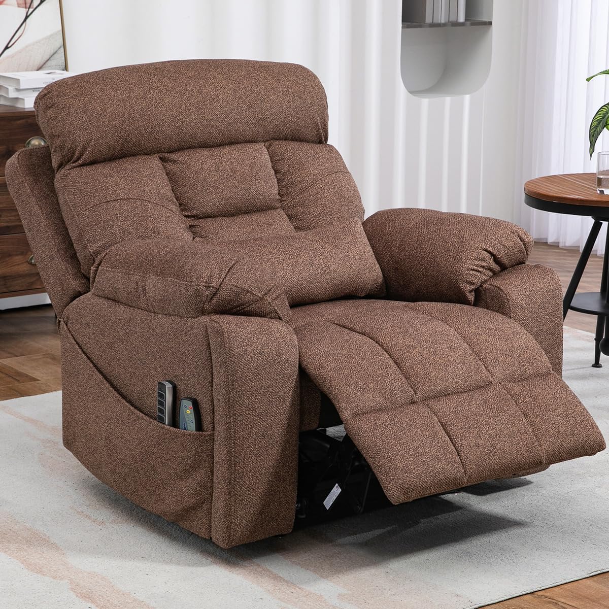 Oversized Lazy Boy Recliner Chair, 4 Motor Recliner with Power Headrest and Lumbar, Nursing Lift Chair with Vibrating Massage and Heated Seat