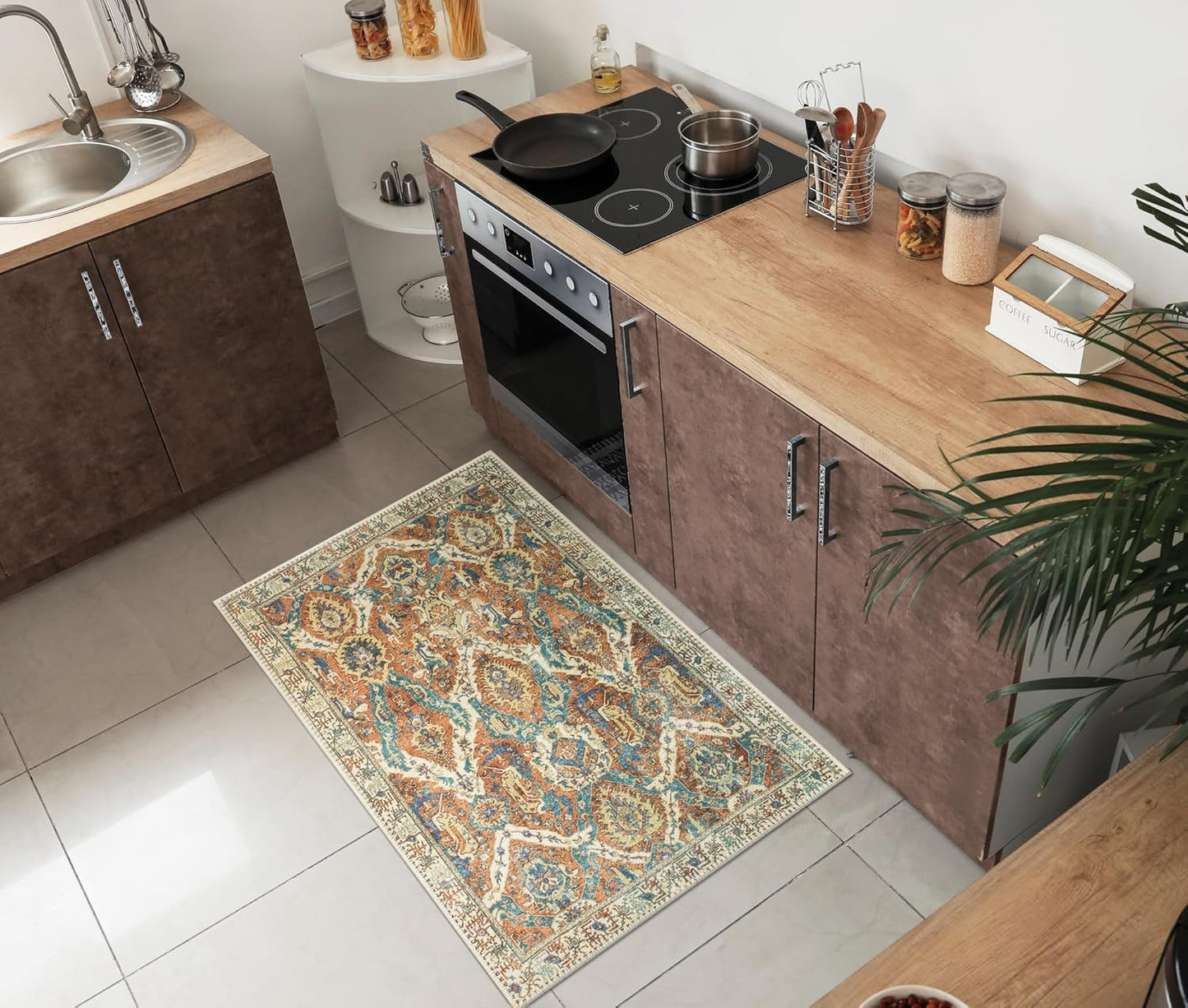 Keen Home Design 2x3 Rug - Machine Washable Entry Rug with Non-Slip Backing, Ideal for Enteryway, Kitchen, Bathroom, Laundry Room - Vintage, Easy Clean, Durable, Low Pile Rug - (2' x 3')