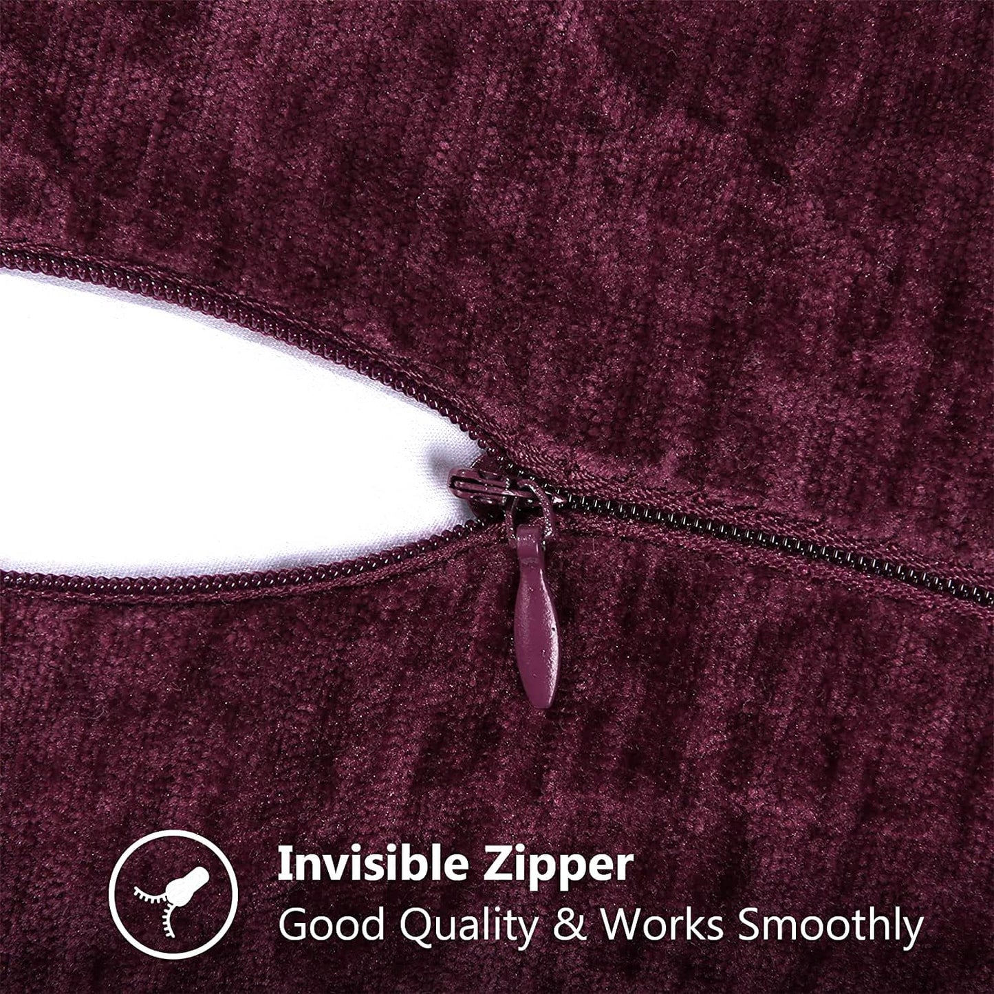 decorUhome Chenille Soft Throw Pillow Covers 12x20 Set of 2, Lumbar Velvet Farmhouse Neutral Decorative Euro Pillow Covers with Stitched Edge for Couch Sofa Bed Home Decor, Rhododendron