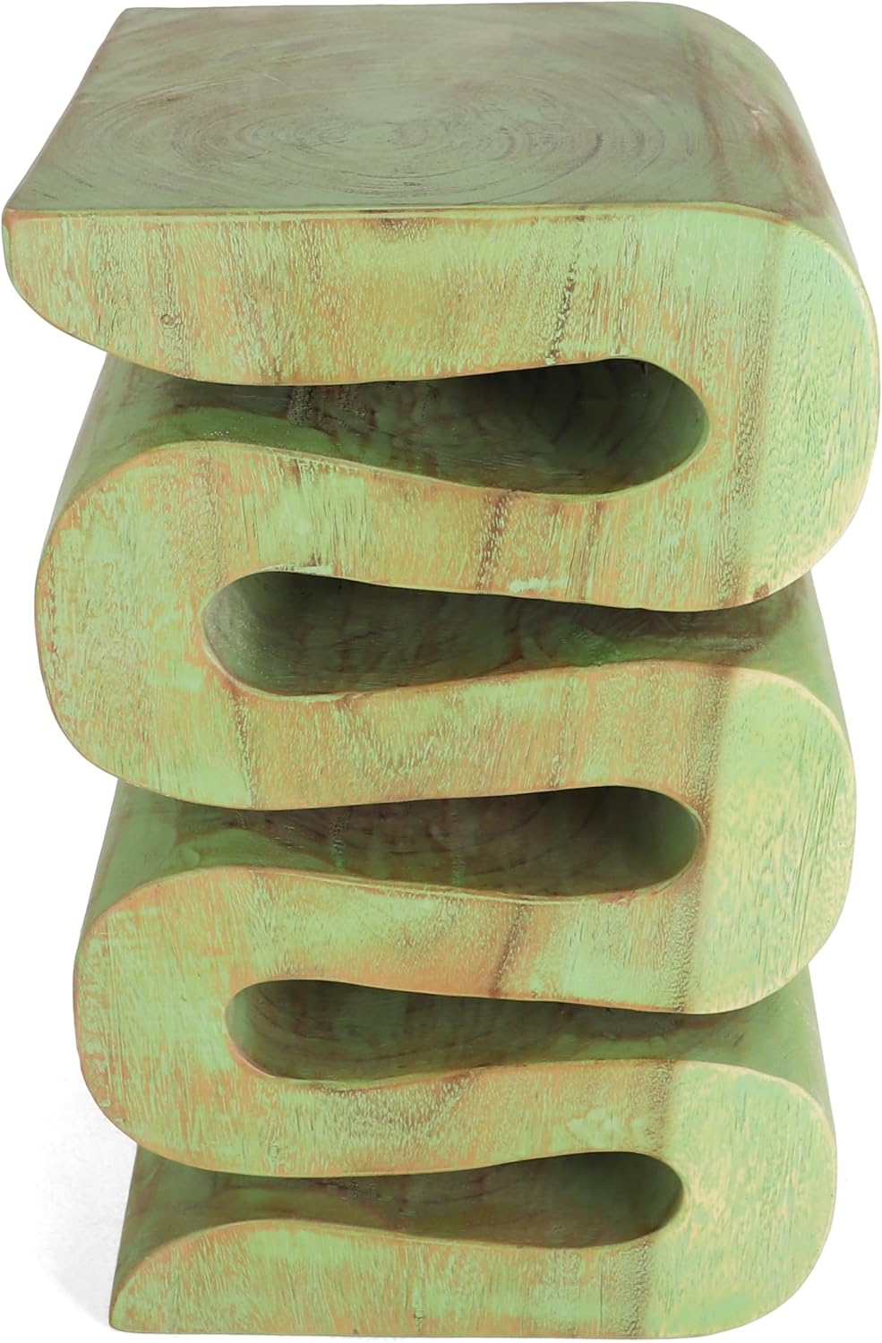 Rutledge & King Aspen Wood End Table - Mid Century Modern Accent Table - Green Wash