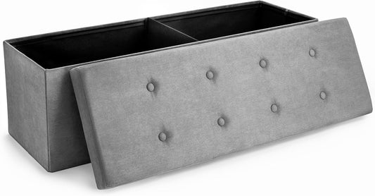 Sorbus Storage Ottoman Bench – Collapsible/Folding Bench Chest with Cover – Perfect Toy and Shoe Chest, Hope Chest, Pouffe Ottoman, Seat, Foot Rest, – Contemporary Faux Suede (Gray)