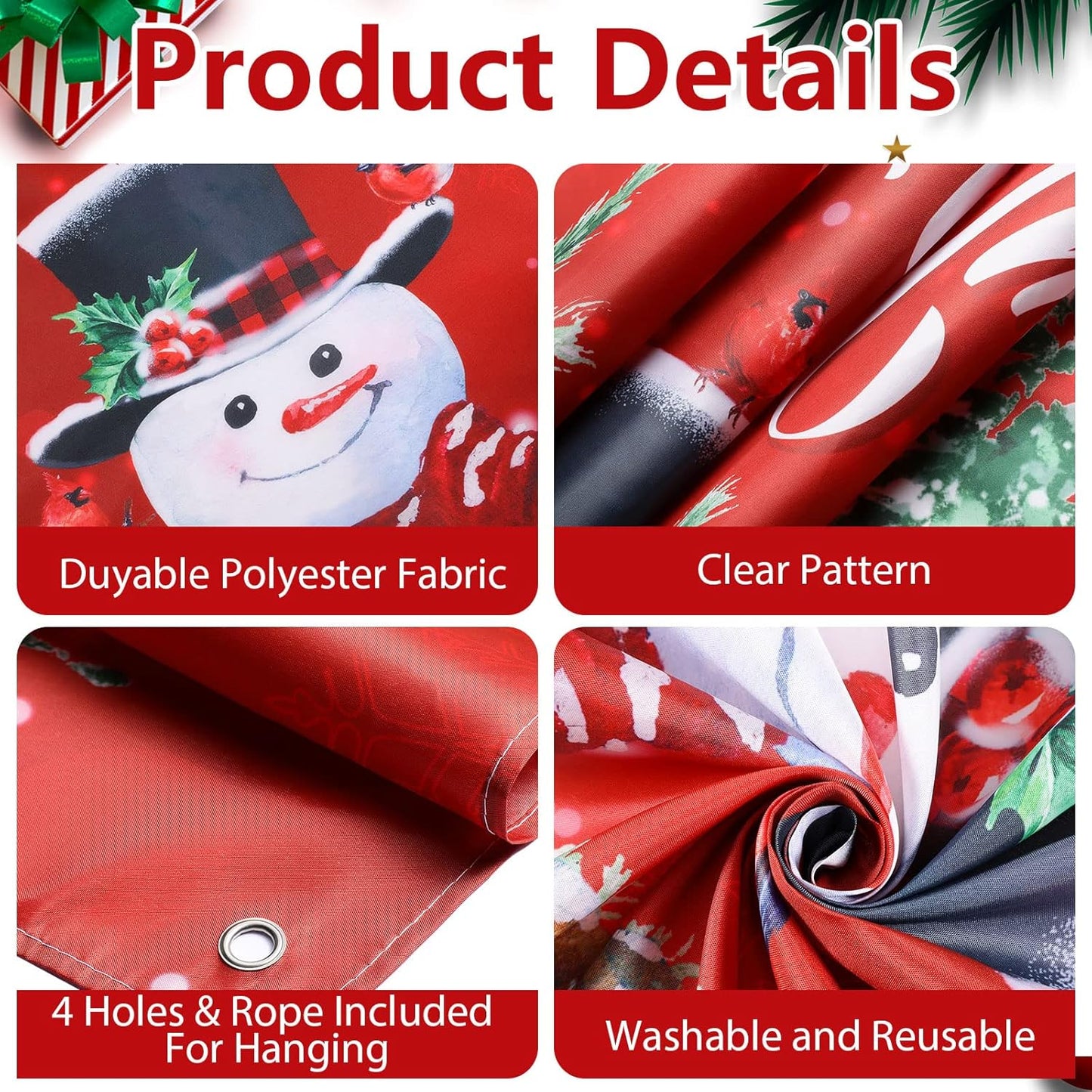 Irenare Christmas Backdrop Merry Christmas Banner Party Decoration Xmas Photography Background Photo Props for Winter Holiday New Year Eve Family Party Decoration Supplies(Snowman)