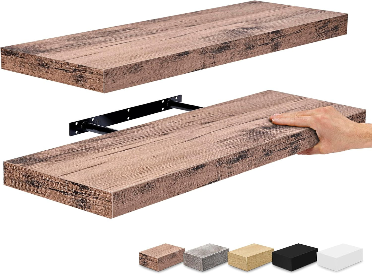 Sorbus Floating Shelves for Wall - 24" Bathroom Shelves, Wall Decor for Bedroom, Kitchen, Living Room, Home Decor & Book Storage - Mounted Floating Shelf with Invisible Brackets (Mahogany, 2 Pack)