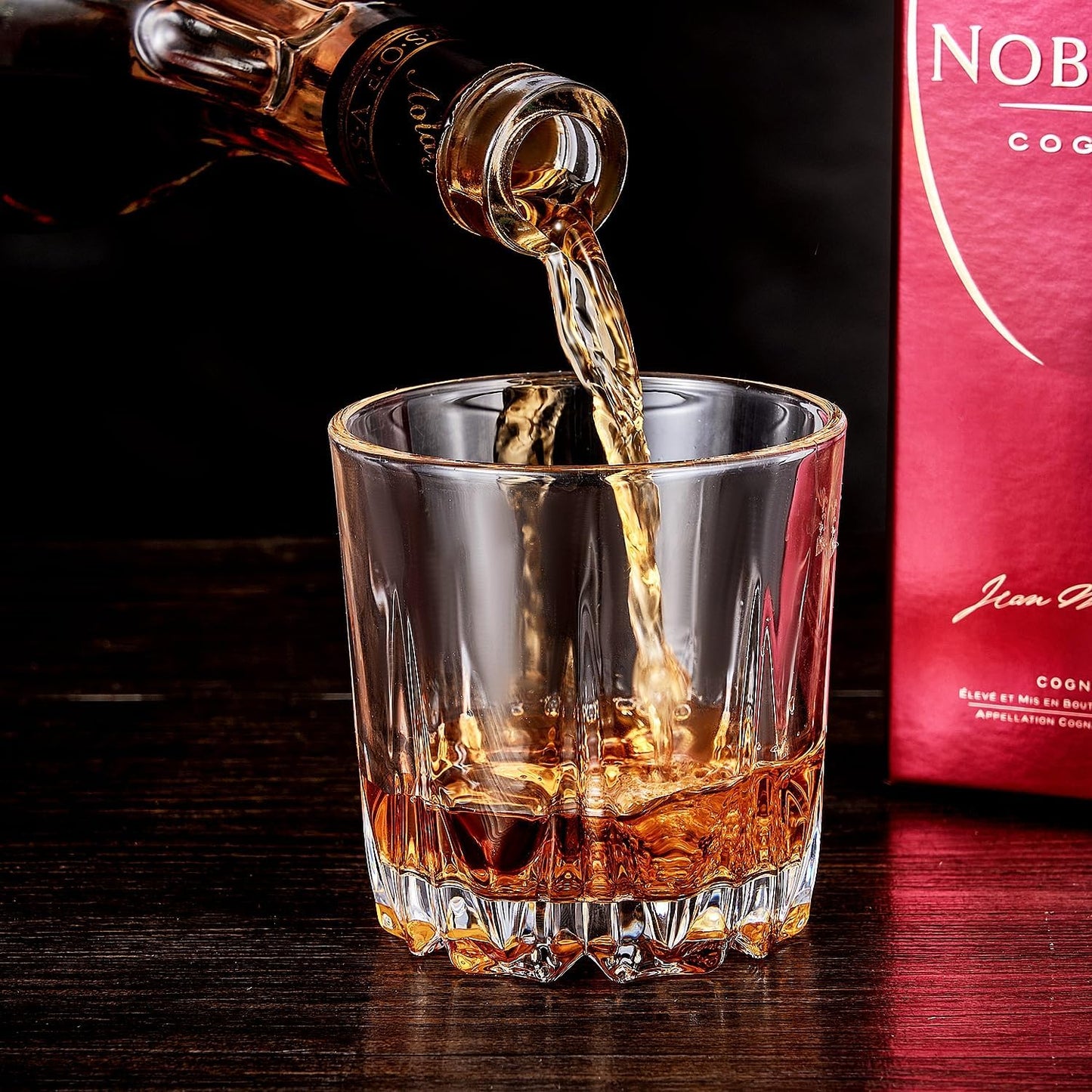 Whiskey Glasses Set of 4,Lead-Free Crystal Old Fashioned Glass,Scotch Glass Tumblers for Drinking Bourbon,Cognac,Irish Whisky,Whisky Glass Gift Set for Men,Dad,Brother-10oz