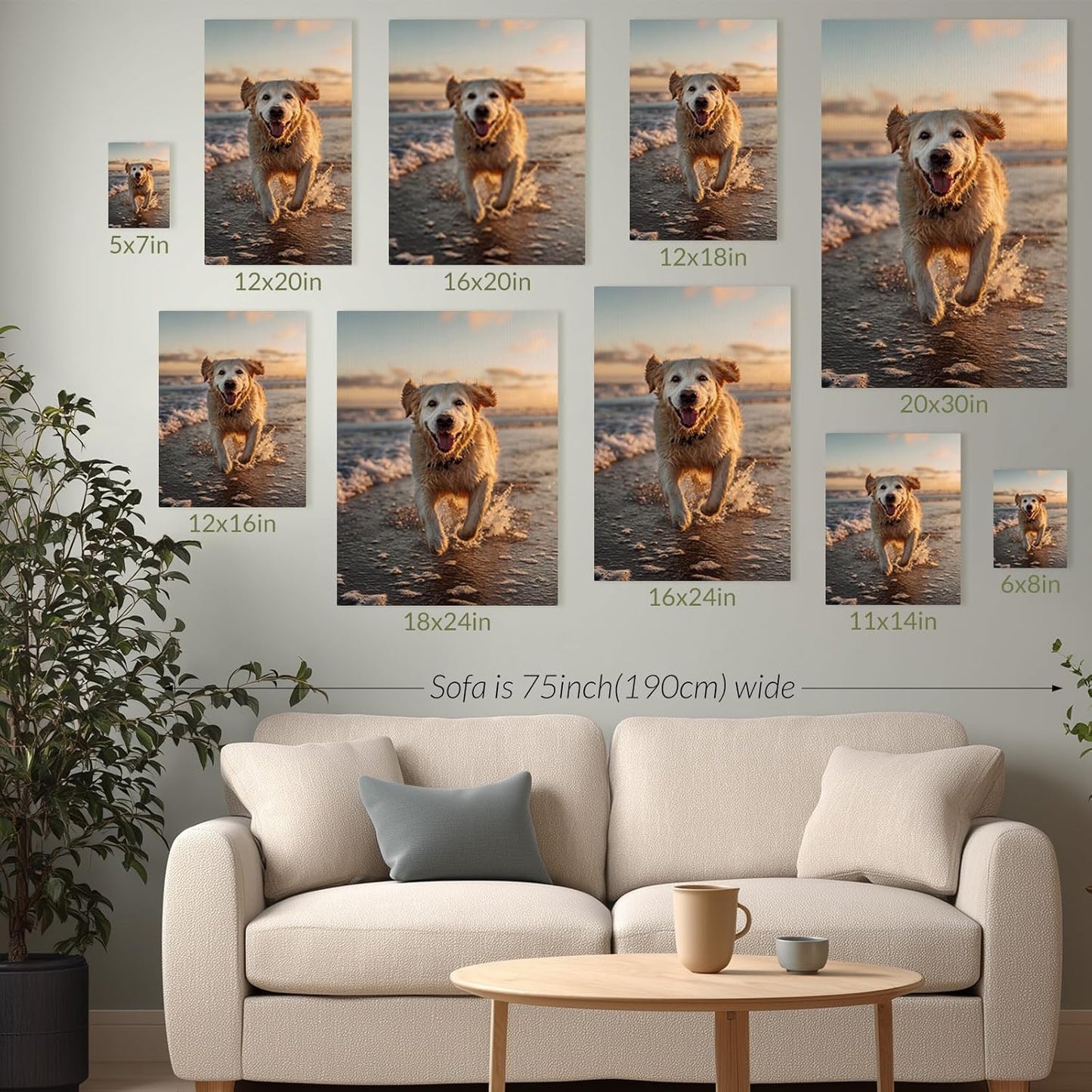 Custom Canvas Wall Art with Photo, Personalized Portrait Frame with Wedding Baby Pet Family Picture, Custom Poster for Living Room Wall, Personalized Picture Gifts for Anniversary Multiple Sizes