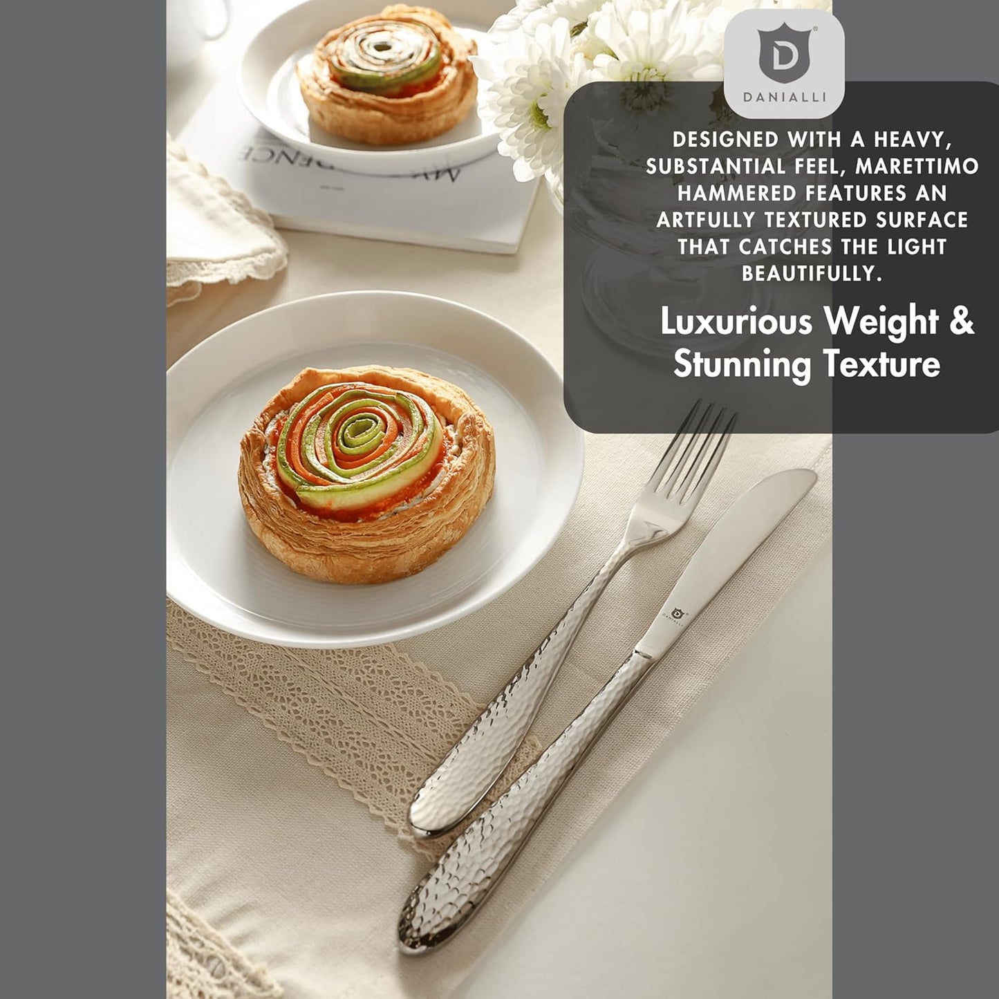 Hammered Silverware Set | Premium 18/10 Stainless Steel Flatware Service for 6 | Heavy-Duty & Dishwasher Safe | Built to Last (30-Piece, Marettimo Hammered)