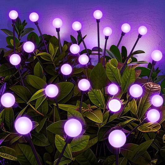 Solar Garden Lights – 16 LEDs Solar Firefly Lights, Purple Swaying Lights Outdoor Waterproof, 2 Pack 8 Heads Garden Decorative for Yard Patio Pathway Lawn Decorations