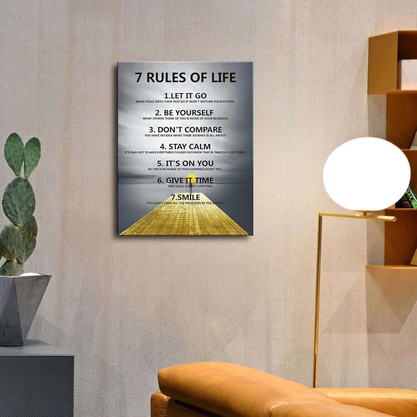 7 Rules of life wall decor Michael Jordan & Steph Curry Motivational Posters - Inspirational Wall Art for Boys Bedroom, Men's Room, Office, or Classroom Decor - Framed Canvas & Displate Style(16"X24") A-403