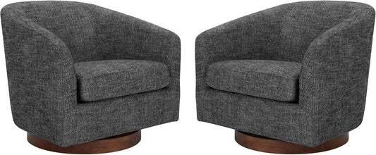 CHITA Swivel Accent Chair, FSC Certified Upholstered Fabric Barrel Chair for Living Room Set of 2, Fully Assembled, Dark Grey