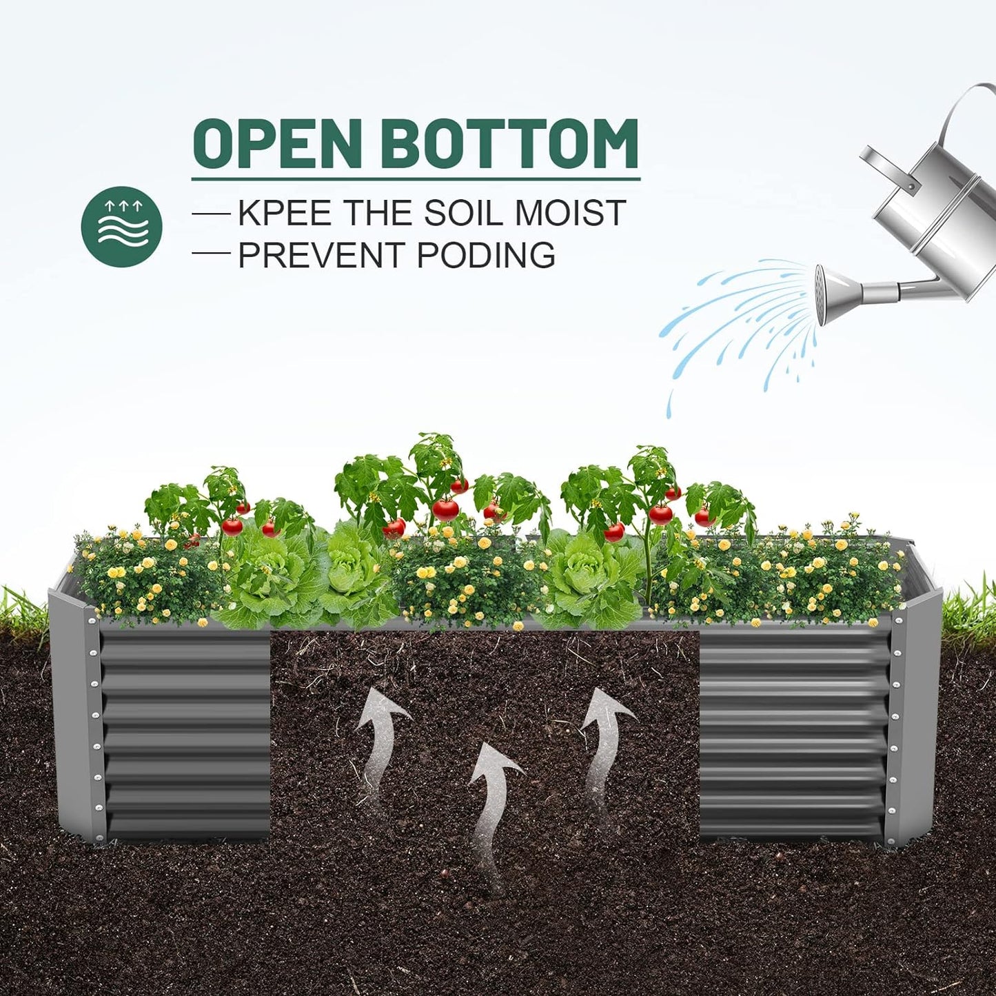 Land Guard 8×4×2 ft Galvanized Raised Garden Bed Kit, Galvanized Planter Raised Garden Boxes Outdoor, Large Metal Raised Garden Beds for Vegetables(Grey)…