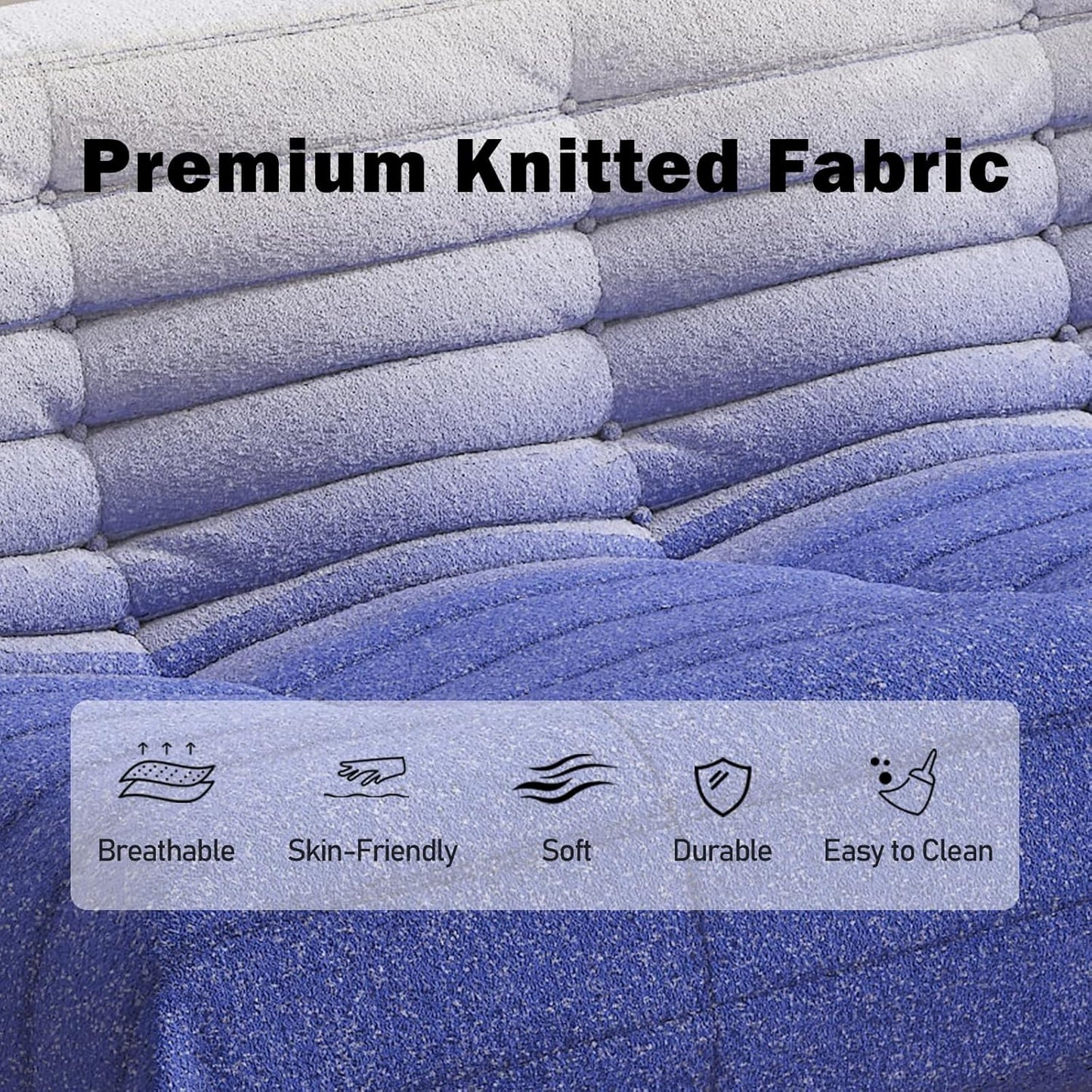 Big Bean Bag Chairs for Adults, 3 Seater Large Bean Bag Sofa, Fireside Chair Lazy Sofa Chair with High Density Comfortable Foam, Modern Bean Bag for Living Room, Bedroom, Office (Blue&White)