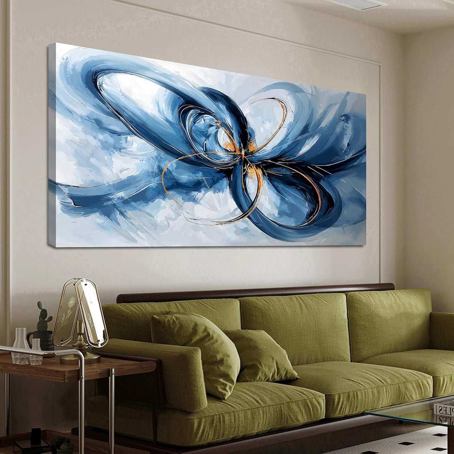 Canvas Wall Art Decor Modern Large Wall Art For Living Room Blue Abstract Wall Art Abstract Art Wall Decor Modern Large Artwork for Walls Canvas Prints Art Work For Home Office Wall Decor 29" X 58"