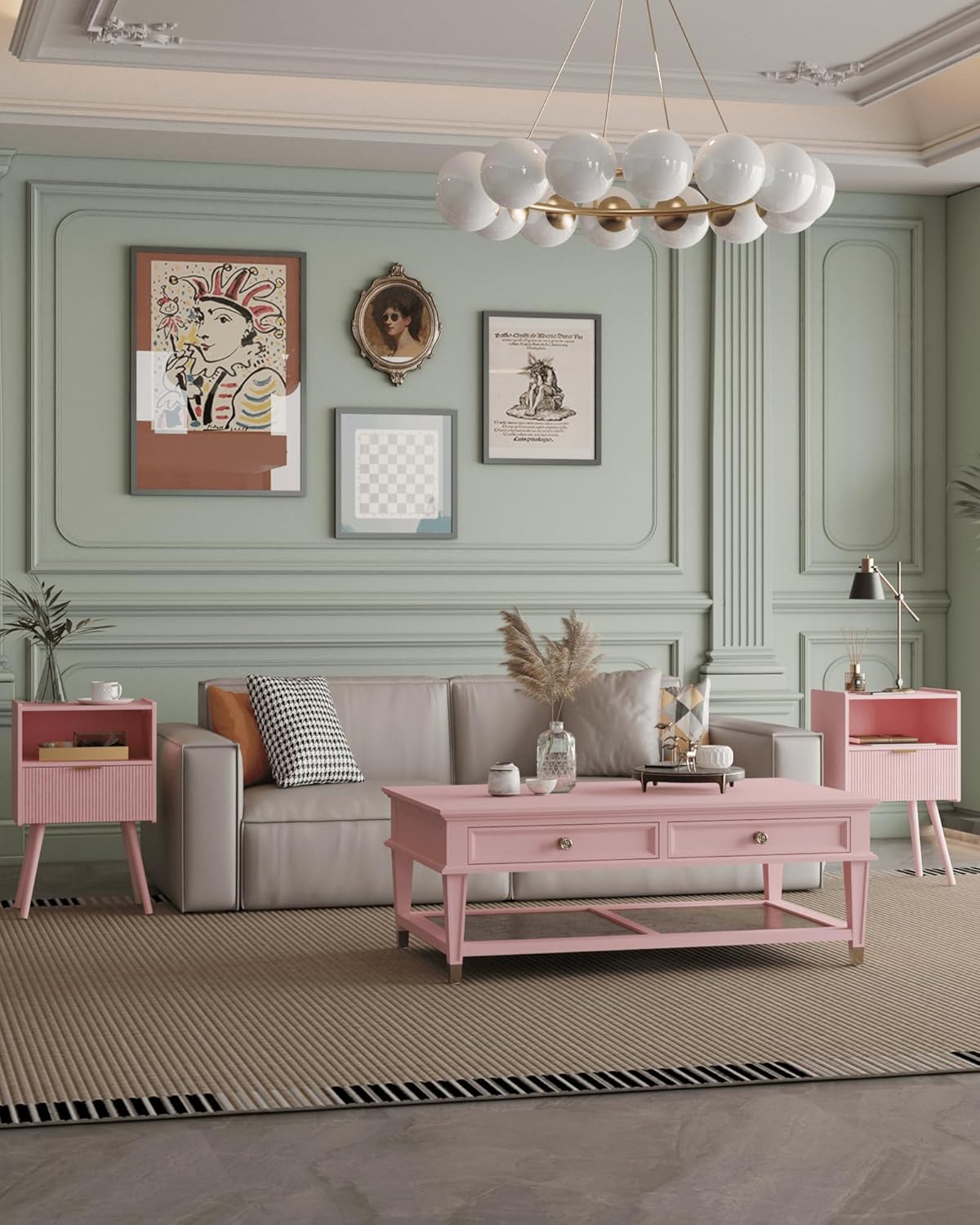 Nightstand,Modern Bedside Table with Storage Drawer and Open Wood Shelf, Accent Night Stand with Solid Wood Legs for Living Room, Bedroom and Small Spaces,Easy Assembly (Pink)