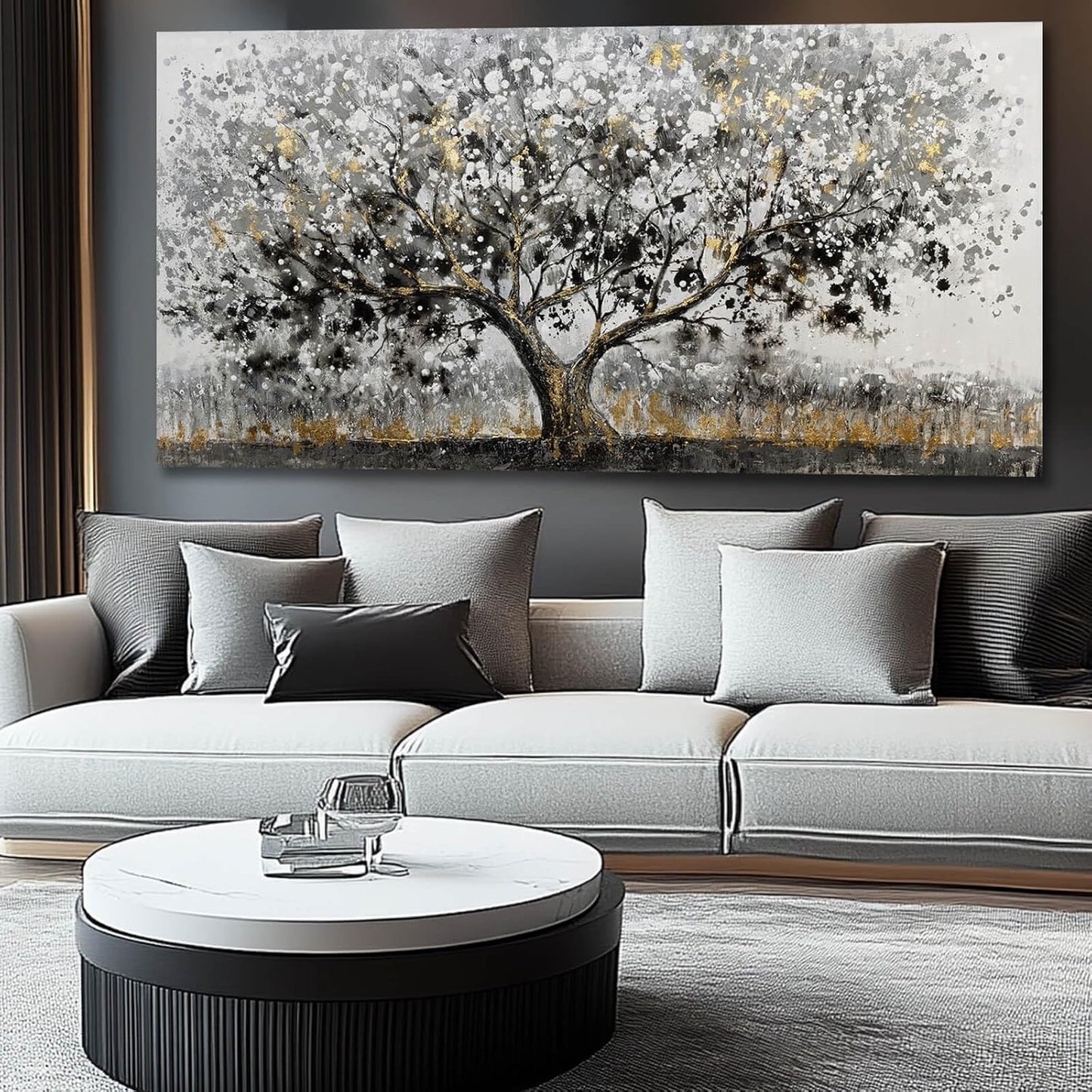 SDYA Tree Prints for Wall Decor Gold Large Paintings Vintage Home Decor 29"x58" Kitchen Pictures for Wall Artwork for Living Room