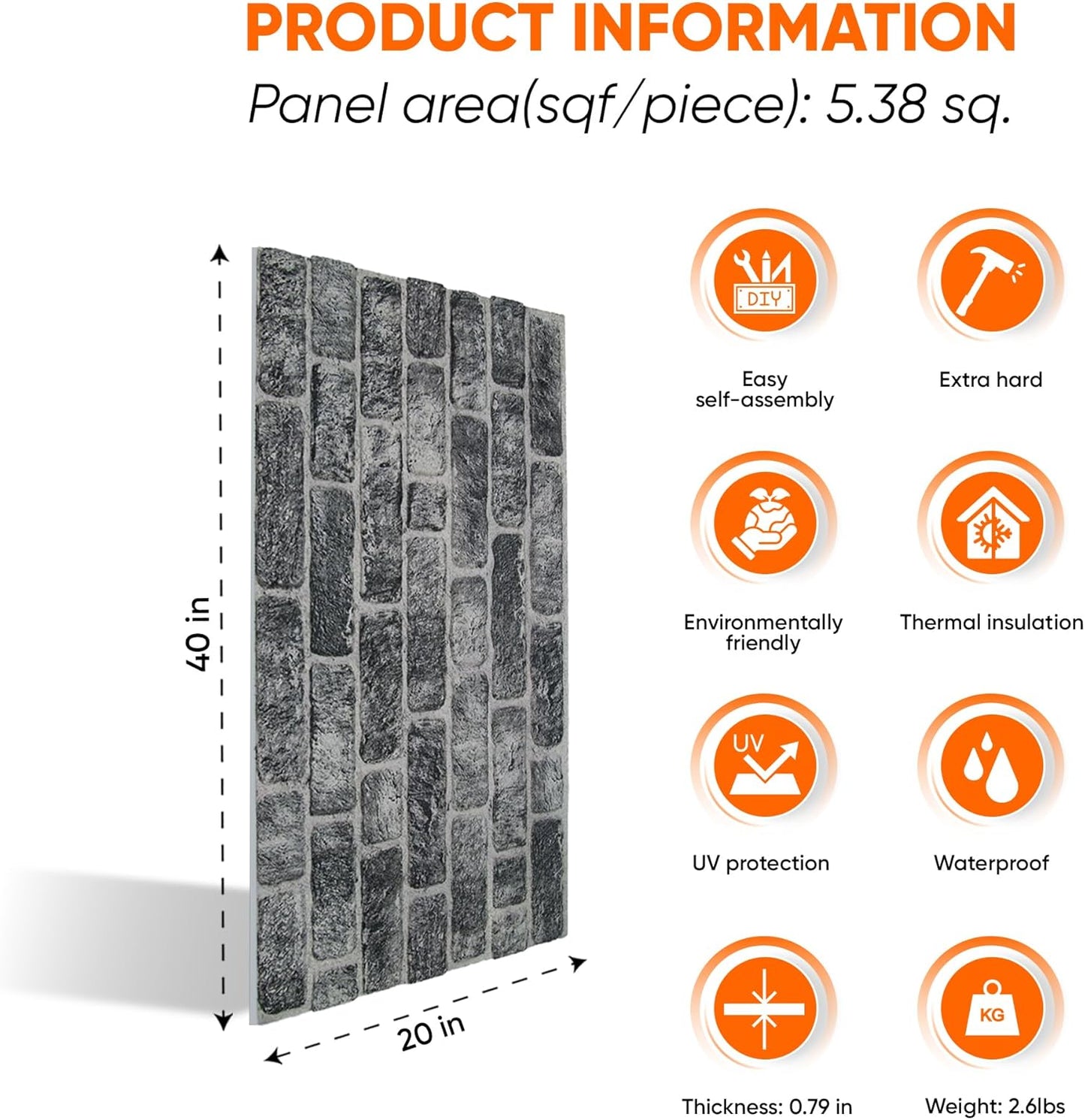 IZODEKOR 3D Wall Panels Brick Effect - Cladding, Stone Look, Styrofoam Facing for Living Room, Kitchen, Bathroom, Balcony, Bedroom, Back of Counter and Teras | Old Town (10 x Panels) - Covers 53 sq ft