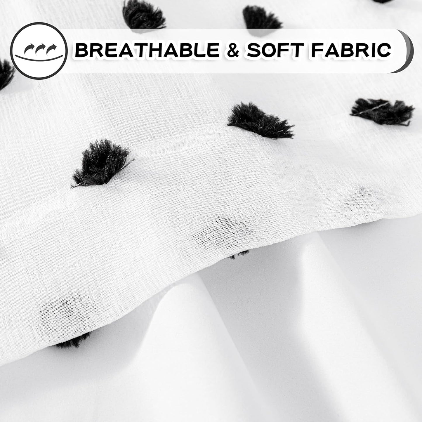 MYSKY HOME 100% Blackout Curtains for Bedroom Total Light Blocking Curtains 84 Inch Long Room Darkening 2 Panels Grommet Double Layer Curtains Privacy Window Drapes with Black Pom Pom Sheer 52" x 84"