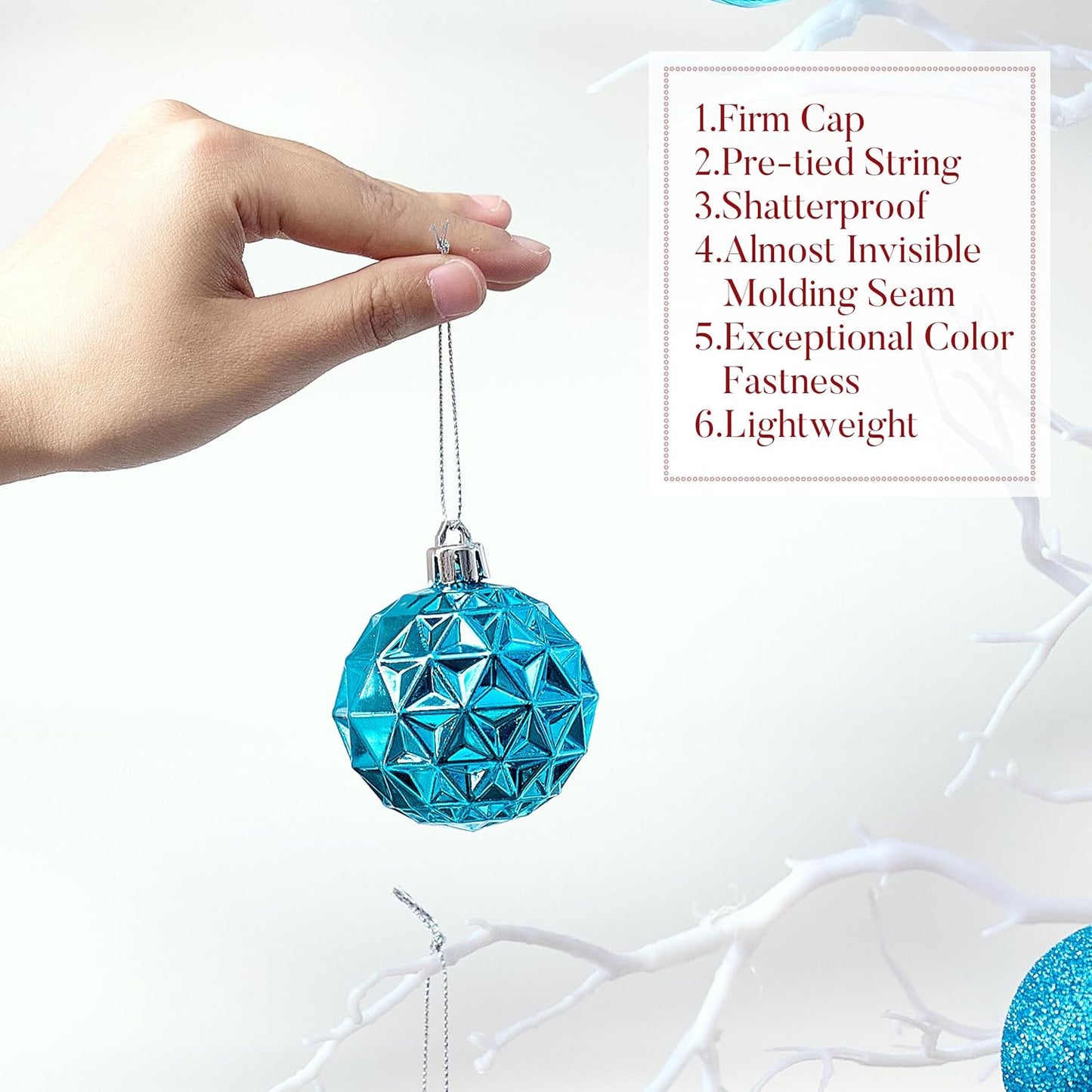 Valery Madelyn Christmas Tree Decorations Ornament Set for Fall Halloween, 50ct 2.36 Inches Blue Shatterproof Christmas Ball Ornaments Hanging Xmas Holiday Party Decor