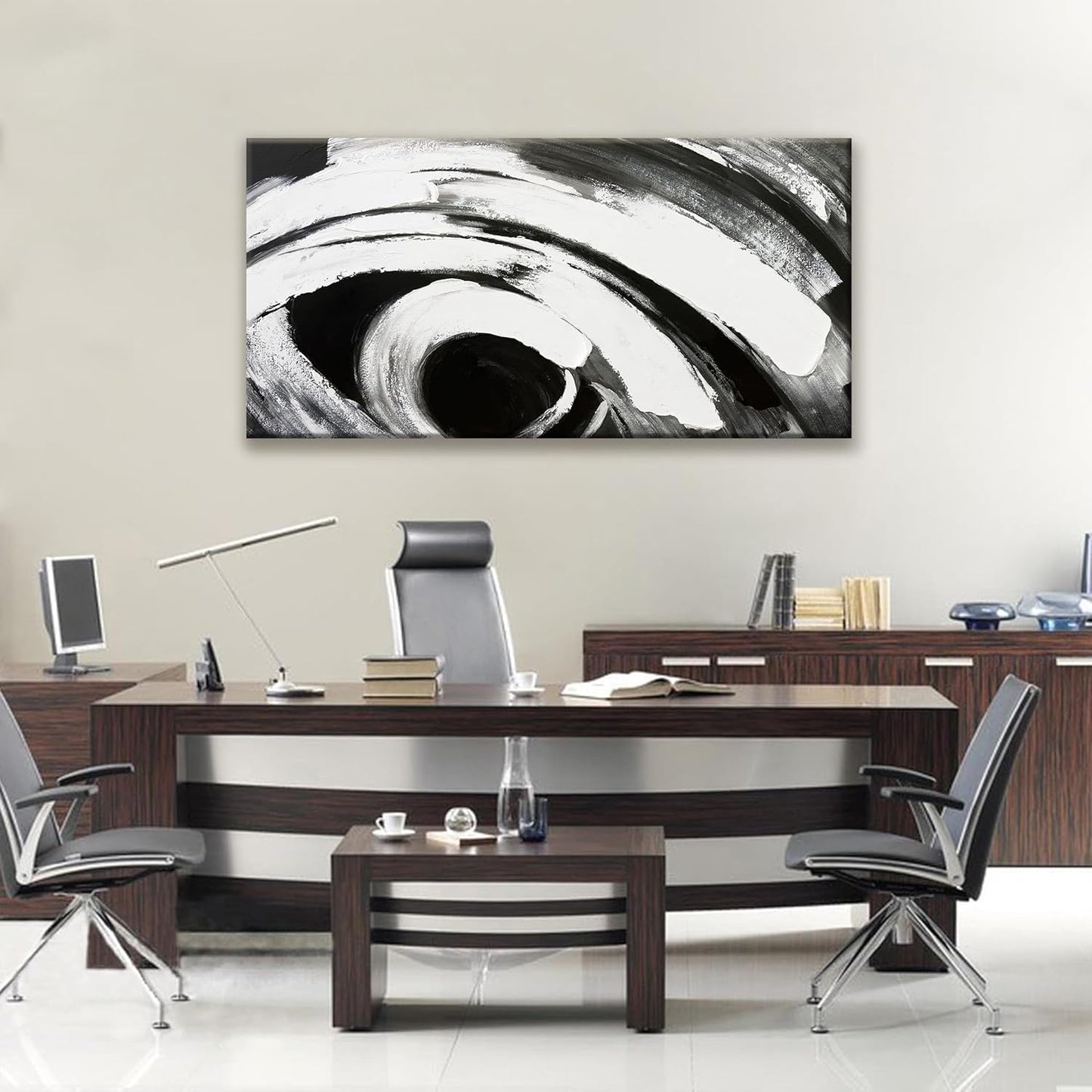 TAIJXAGSG Black And White Wall Art Modern Abstract Wall Decor Canvas Prints Picture Canvas Art Wall Decor Modern Wall Artwork Bedroom Living Room Office Decoration Ready To Hang 24"X48"
