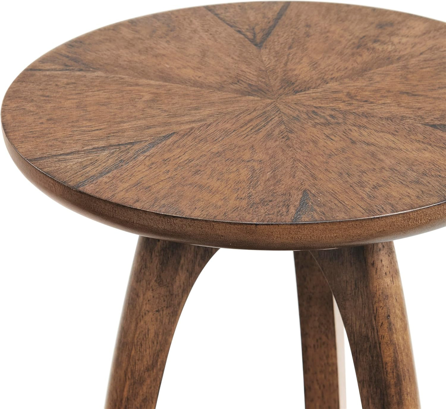 Martin Svensson Home Round Wood Nutmeg Brown Living Room End Side Accent Table Nightstand with Storage Shelf