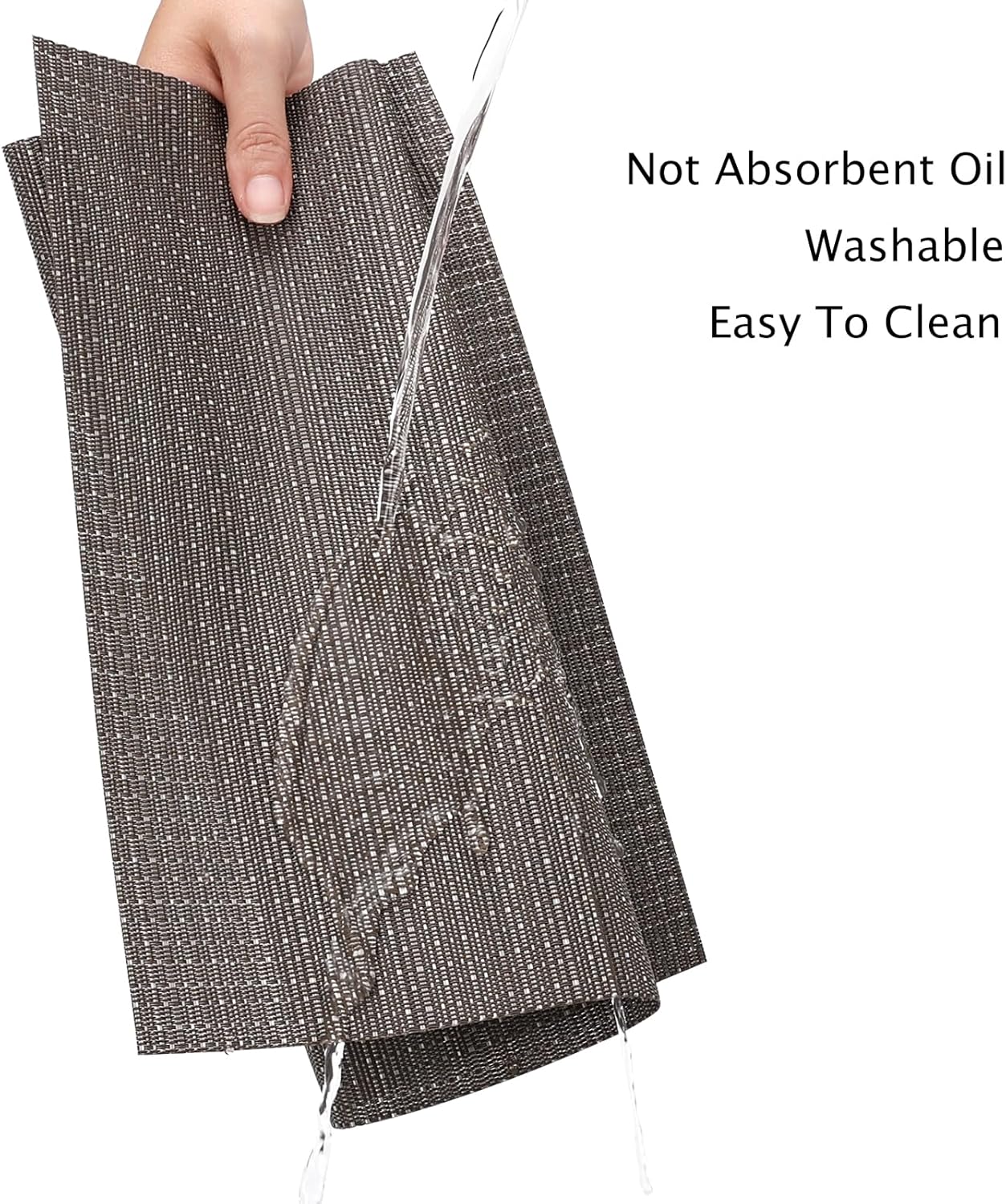 Myir JUN Placemats Set of 6, Vinyl Woven Placemats Place Mats Indoor Washable Table Mats Non-Slip Place mats for Dining Table (Dark Gray, Set of 6)