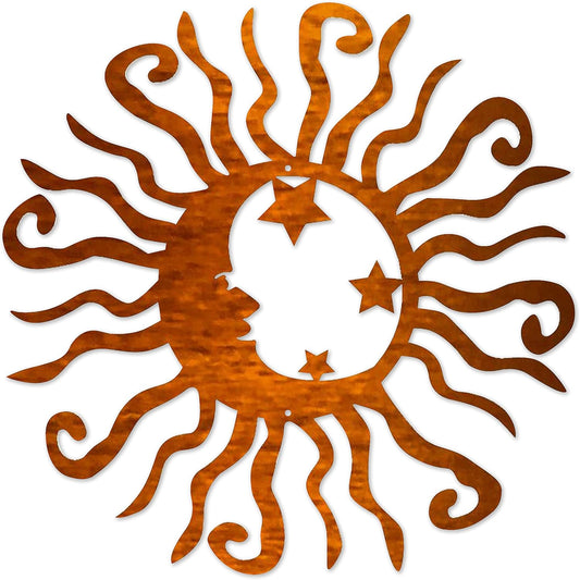 Riverside Designs Wacky Solar Moon Metal Wall Art Steel Outdoor Decor | Heavy-Duty and Waterproof | Made in USA (Copper, 24L x 24W)