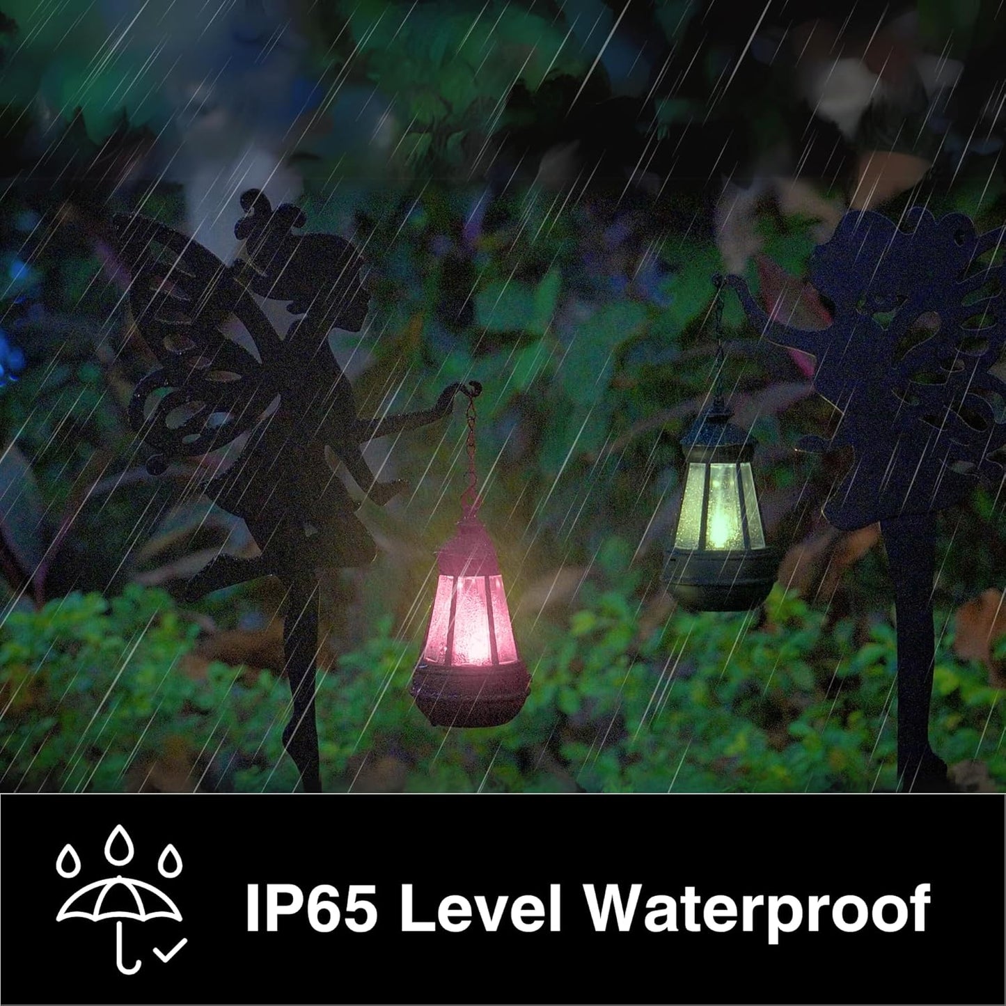 Fairy Garden Accessories Lawn Ornaments 1 Pair - Solar Lights Halloween Decorations Outdoor Garden Statue, Metal Stakes Decorative Figurines for Yard Decor, Patio (Type A Color-Shifting Lighting)