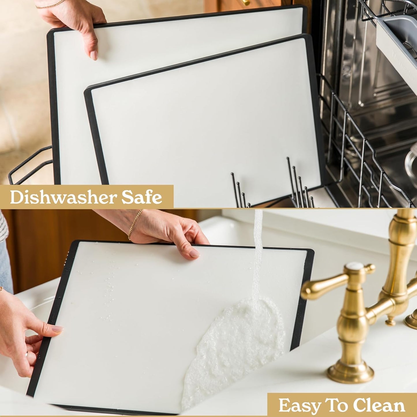 SMIRLY Plastic Cutting Board Set, Dishwasher Safe Plastic Cutting Boards Set for Kitchen, Cutting Boards for Kitchen - Plastic Chopping Board Set