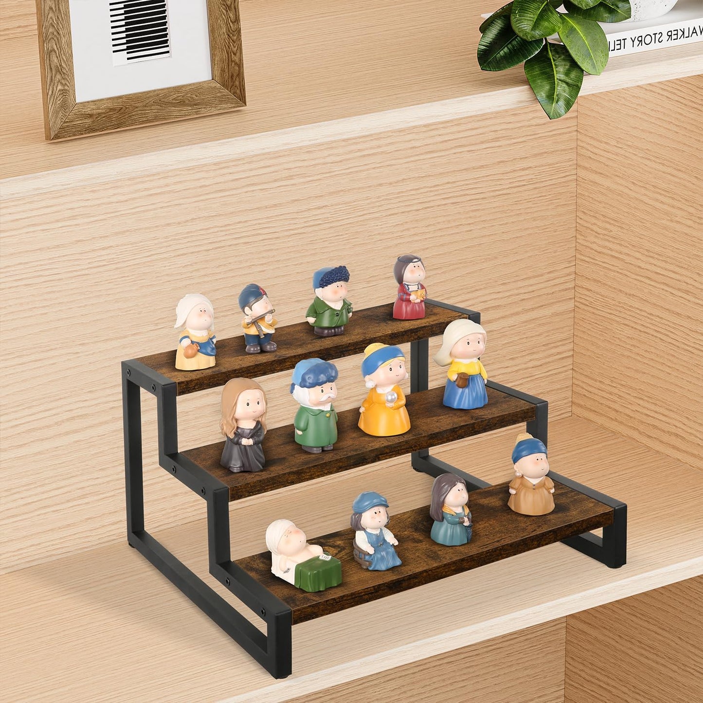 YINMIT Tiered Display Stand Riser Shelf, Wooden Spice Rack Organizer for Countertop, 3 Tier Kitchen Counter Shelf