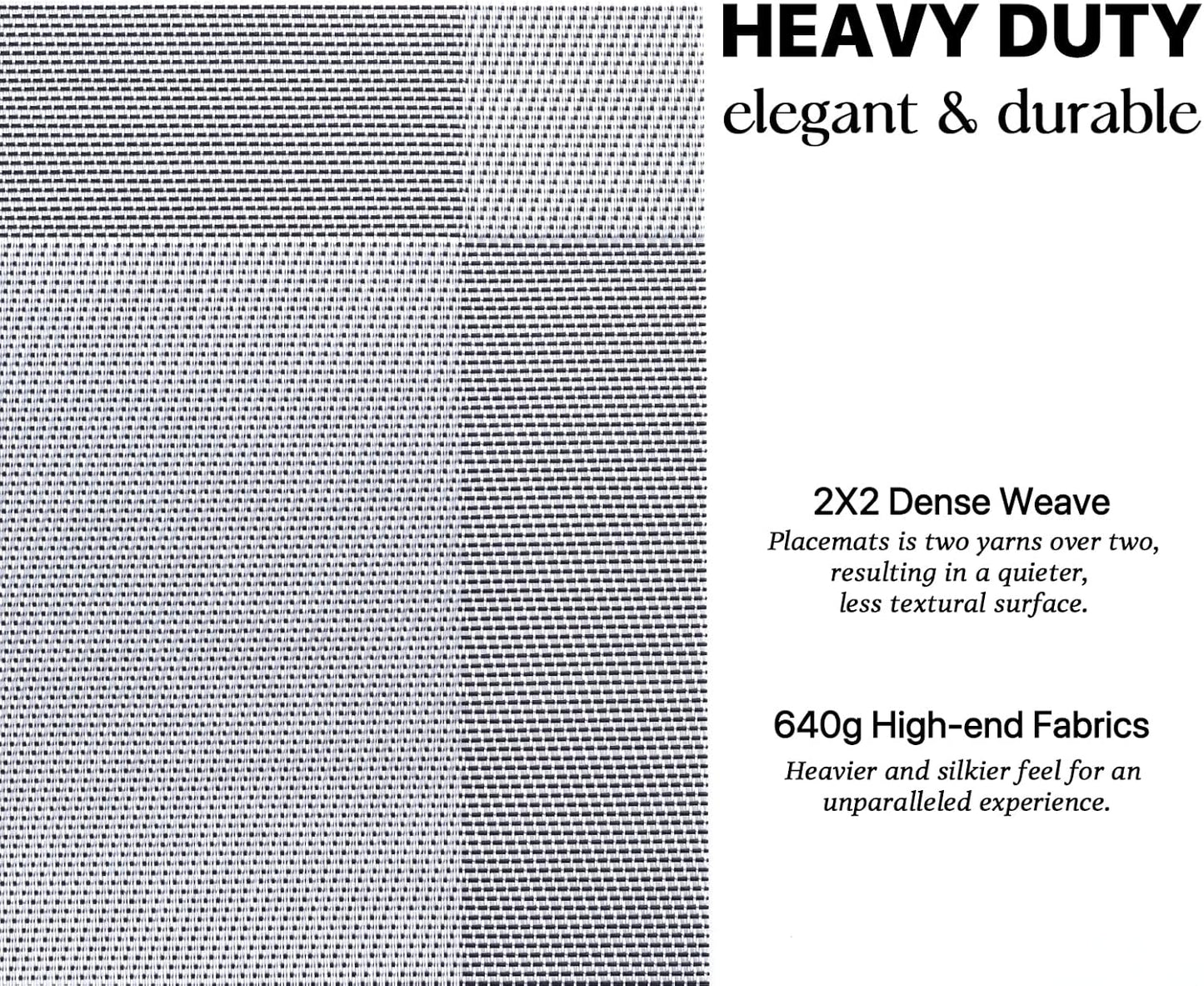 LEXMORE Placemats Set of 4 Vinyl/Plastic Woven Place Mats for Kitchen Table Indoor/Outdoor Washable Placemat Wipeable Dining Table Mats(Silver Cube)