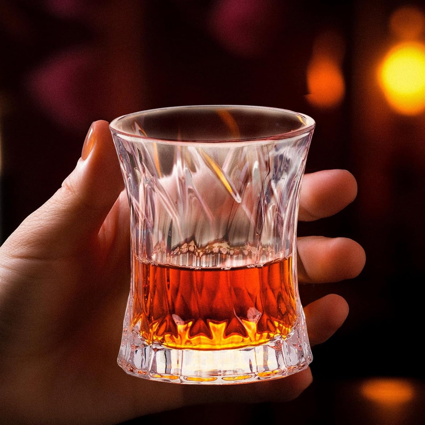 KAMMAK Whiskey Glass 7.75oz Set of 2, Old Fashioned Glass for Scotch, Cocktails, Rum, Shot Glasses Vodka in Bar And Party Gifts for Men, Whisky Lovers, Wedding, Anniversary, Birthday