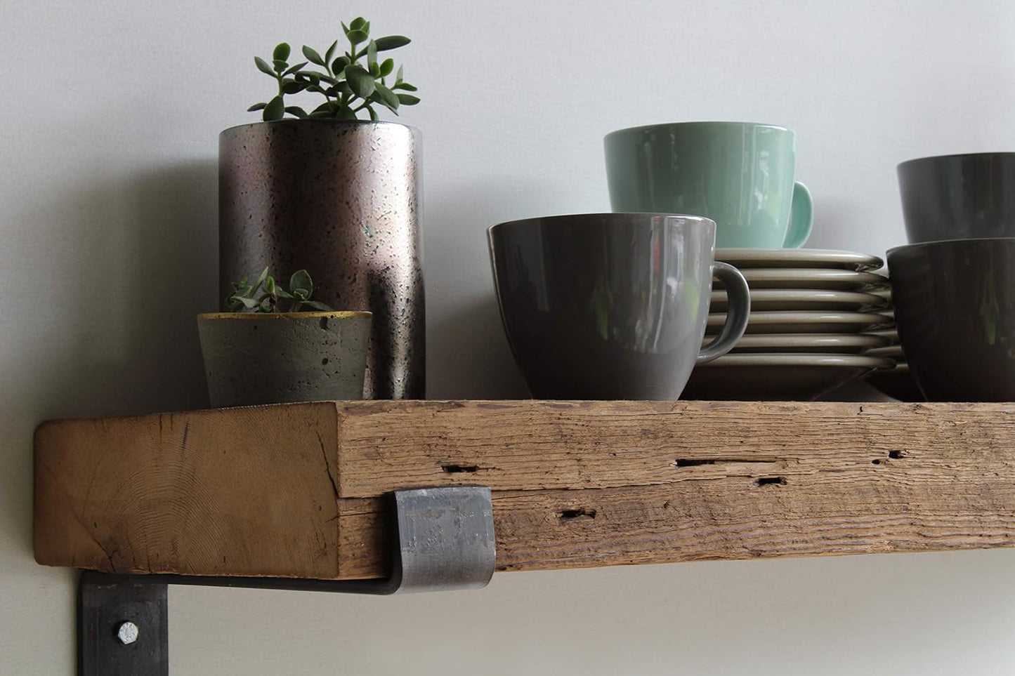 Urban Legacy Reclaimed Barn Beam Deep Shelves | Deep Shelves with Brackets Included, Set of 2 | (Natural Full Profile Bracket, 24" x 11" x 3")