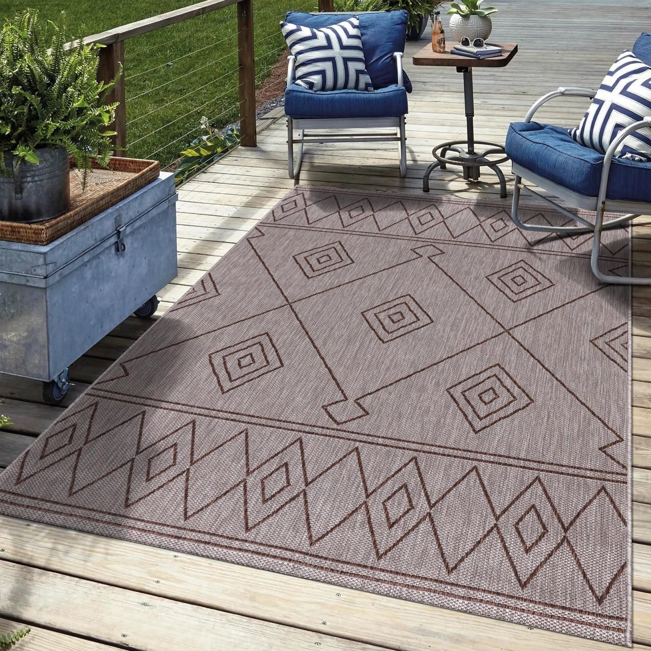 Keen Home Design Terrace Outdoor Area Rug - 6x9 Washable Indoor/Outdoor Rug for Patio, Kitchen, Balcony, Beach, Garden, Deck and Porch, Size: 6'x8'10"