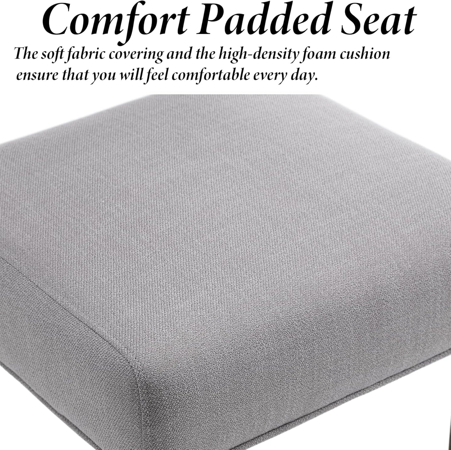 Kmax Farmhouse Dining Chairs Set of 4, Rustic Kitchen Chairs with Linen Fabric Seat and Woven Back, Vintage Accent Chairs for Dining Room, Living Room, Grey