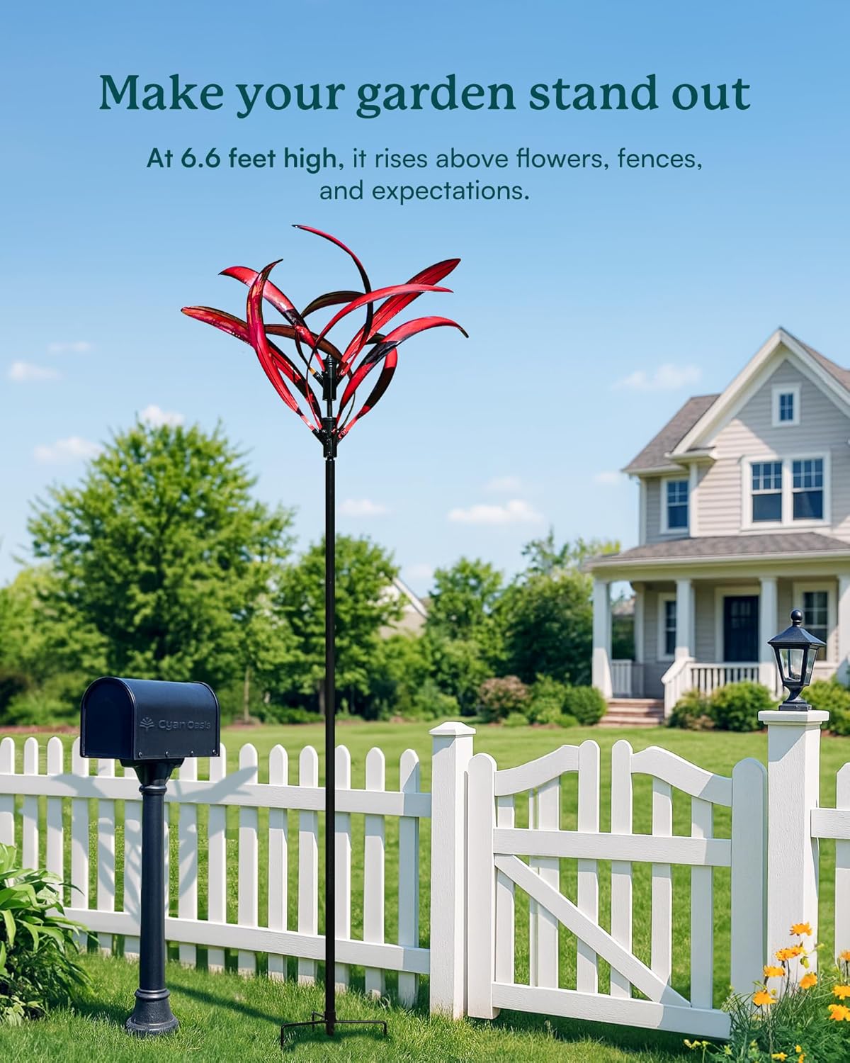 82 inch Wind Spinners Outdoor - Extra Large Metal Wind Sculptures & Spinner with Stake, Big Clearance Windmills for The Yard and Garden, Tall Yard Art Decor-Burgundy Red