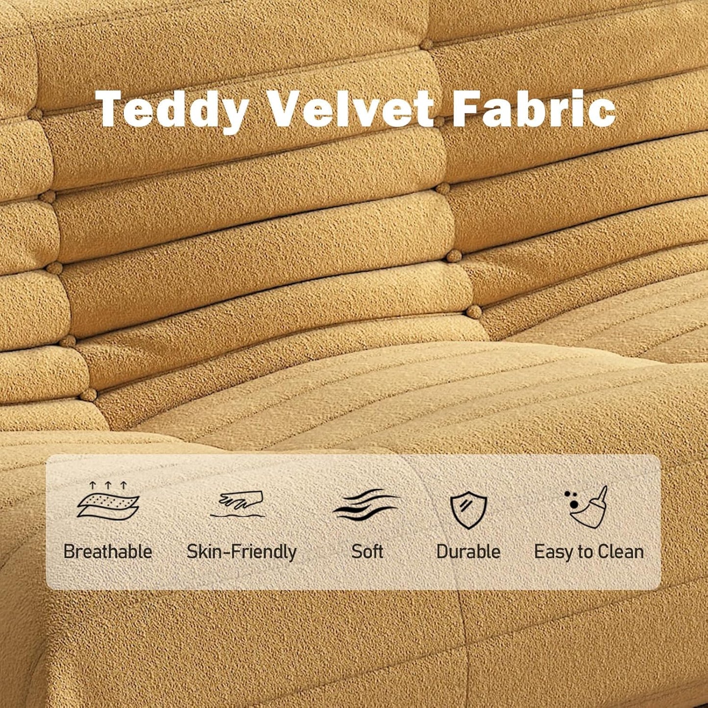 Big Bean Bag Chairs for Adults, 3 Seater Large Bean Bag Chair Sofa, Fireside Chair Lazy Sofa Chair with High Density Comfortable Foam, Modern Bean Bag for Living Room, Bedroom, Office (Yellow)