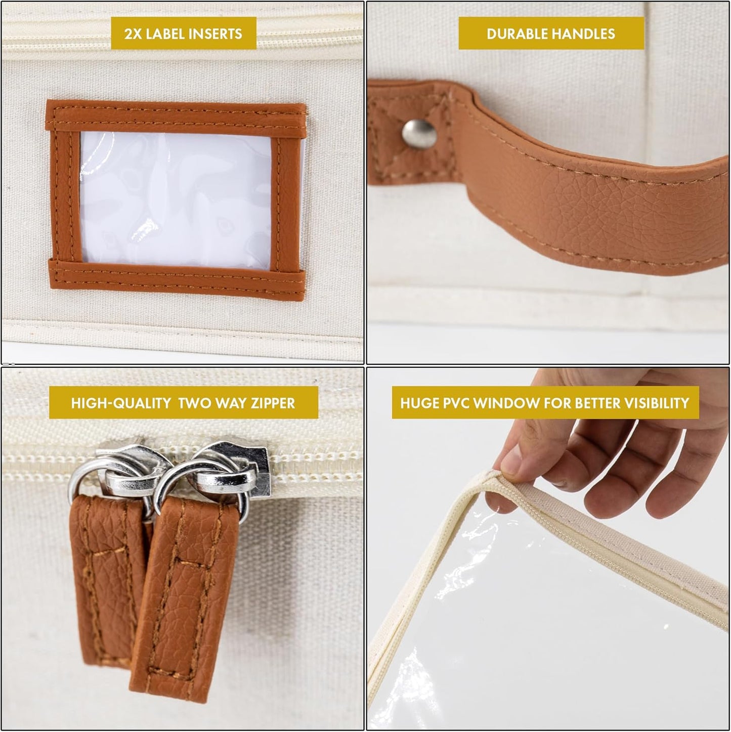 HOMELUX THEORY 2pc Under Bed Storage Containers, Bedroom Under the Bed Drawer Storage Organizer with Bins and Lids, Large Underbed Clothes Storage Box Ideal for Blanket, Fabric, & Shoes (Ivory)