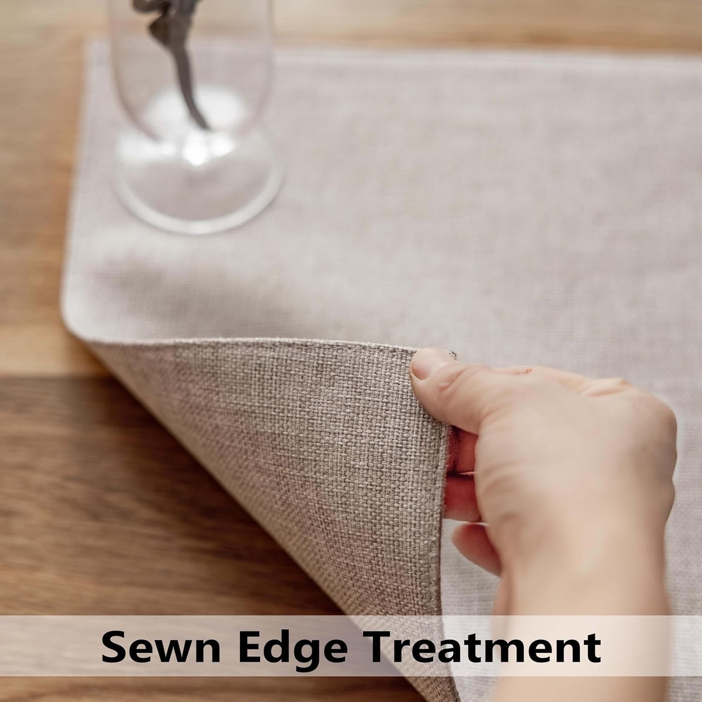 Demetex Gray Placemats Set of 6 Linen Heat Resistant Plate Mats Washable Place Mats for Buffet Dinner Party Decorations, 13 x 19 inches, Light Grey