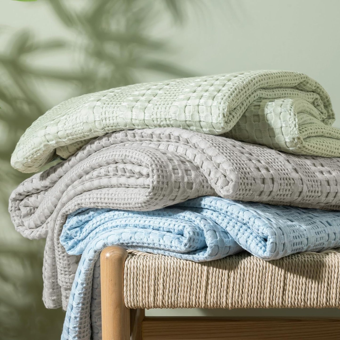 PHF Cooling Waffle Blanket King Size, Lightweight 60% Rayon Derived from Bamboo & 40% Cotton Breathable Blanket for Hot Sleepers, Soft and Luxury for Bed Couch and Sofa, 104"x90", Grey