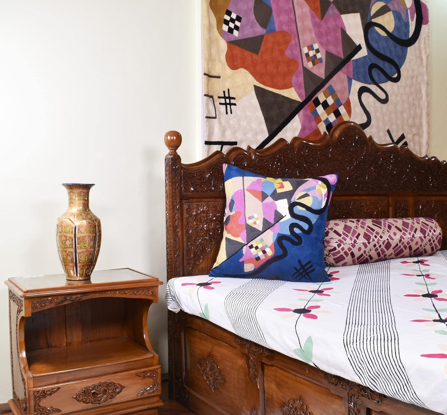 Wool Cotton Blend Abstract Flow Plush Pillow Cover - 18x18, Indoor and Outdoor