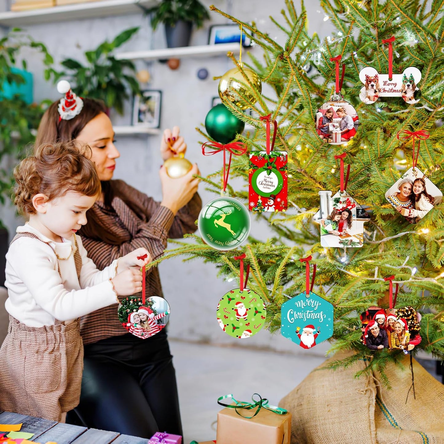 Valyria Personalized Christmas Ornaments 2025, Wood Custom Photo Text Hanging Ornament Customized Christmas Tree Decorations Gift for Family, Kids, Friends, Couples, Wedding