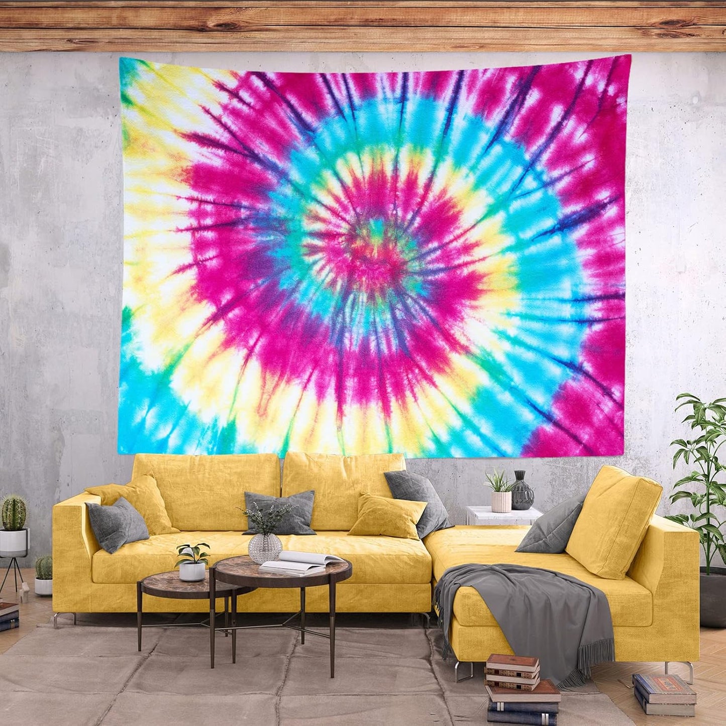 BELECO Tie Dye Tapestry Wall Hanging Fabric 70x47 Inch Colorful Spiral Tie Dye Tapestry Hippi 60s Themed Party Decorations Rainbow Tapestry Art Wall Decor for Bedroom Aesthetic Living Room Dorm