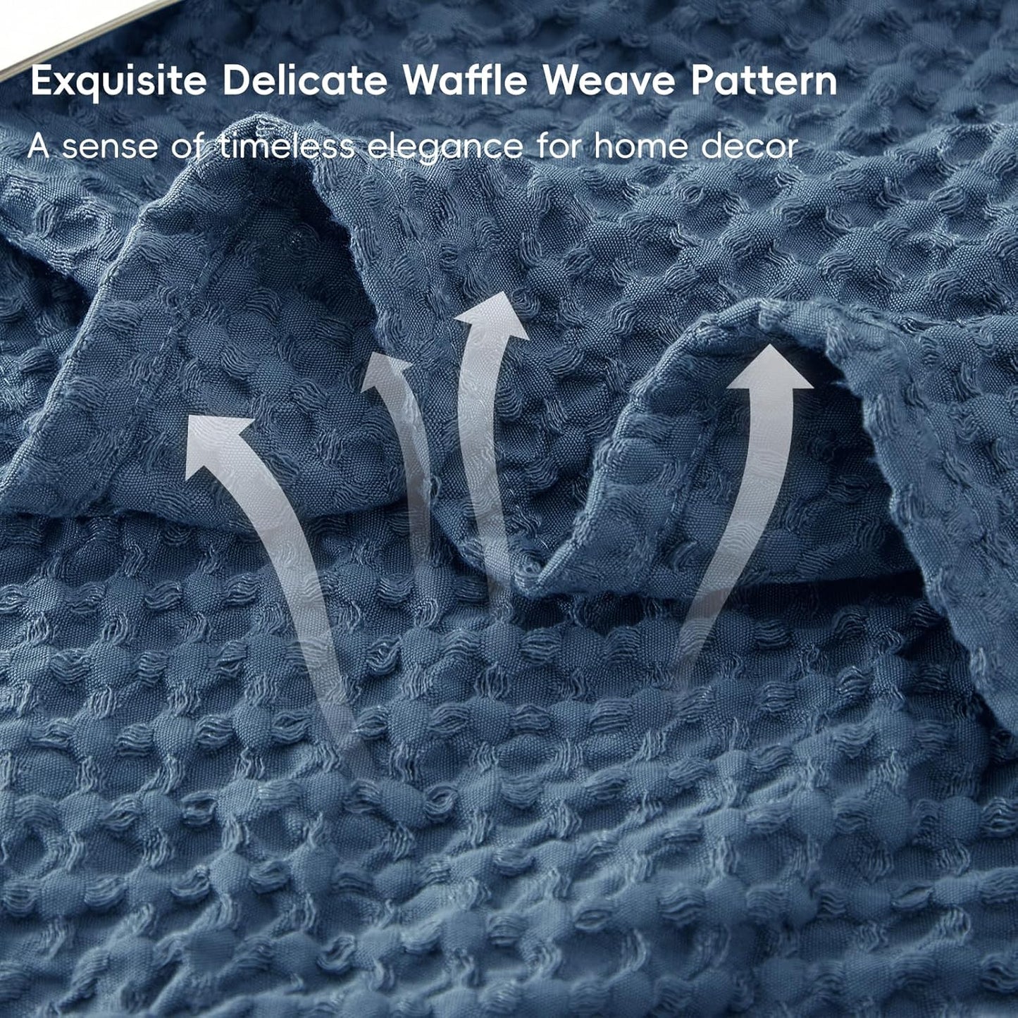 PHF Ultra Soft Waffle Weave Blanket Twin Size 66"x 90"- Washed Lightweight Breathablee Cozy Woven Blanket - Great for Couch Bed Sofa Home Car - Navy Blue