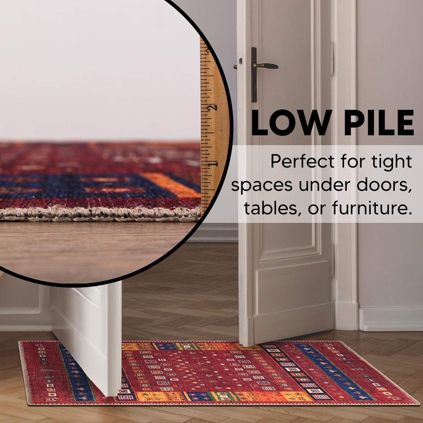 Keen Home Design 2x3 Rug - Machine Washable Entry Rug with Non-Slip Backing, Ideal for Enteryway, Kitchen, Bathroom, Laundry Room - Vintage, Easy Clean, Durable, Low Pile Rug - (2' x 3')