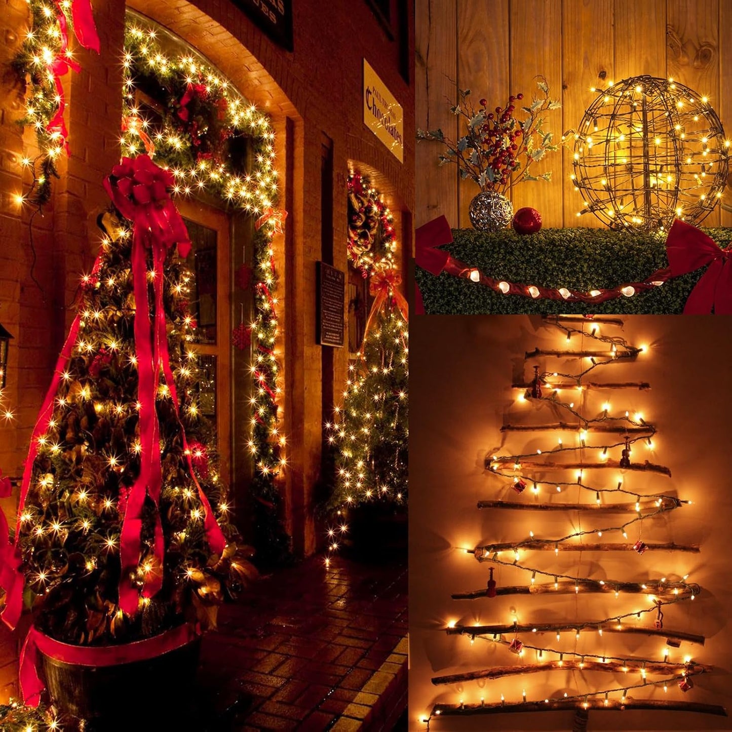 BrizLabs Steady On & Twinkle Christmas Lights - 100-ct Clear Outdoor Connectable Incandescent Mini Lights, Warm White String Lights for Xmas Tree, Indoor Holiday Party