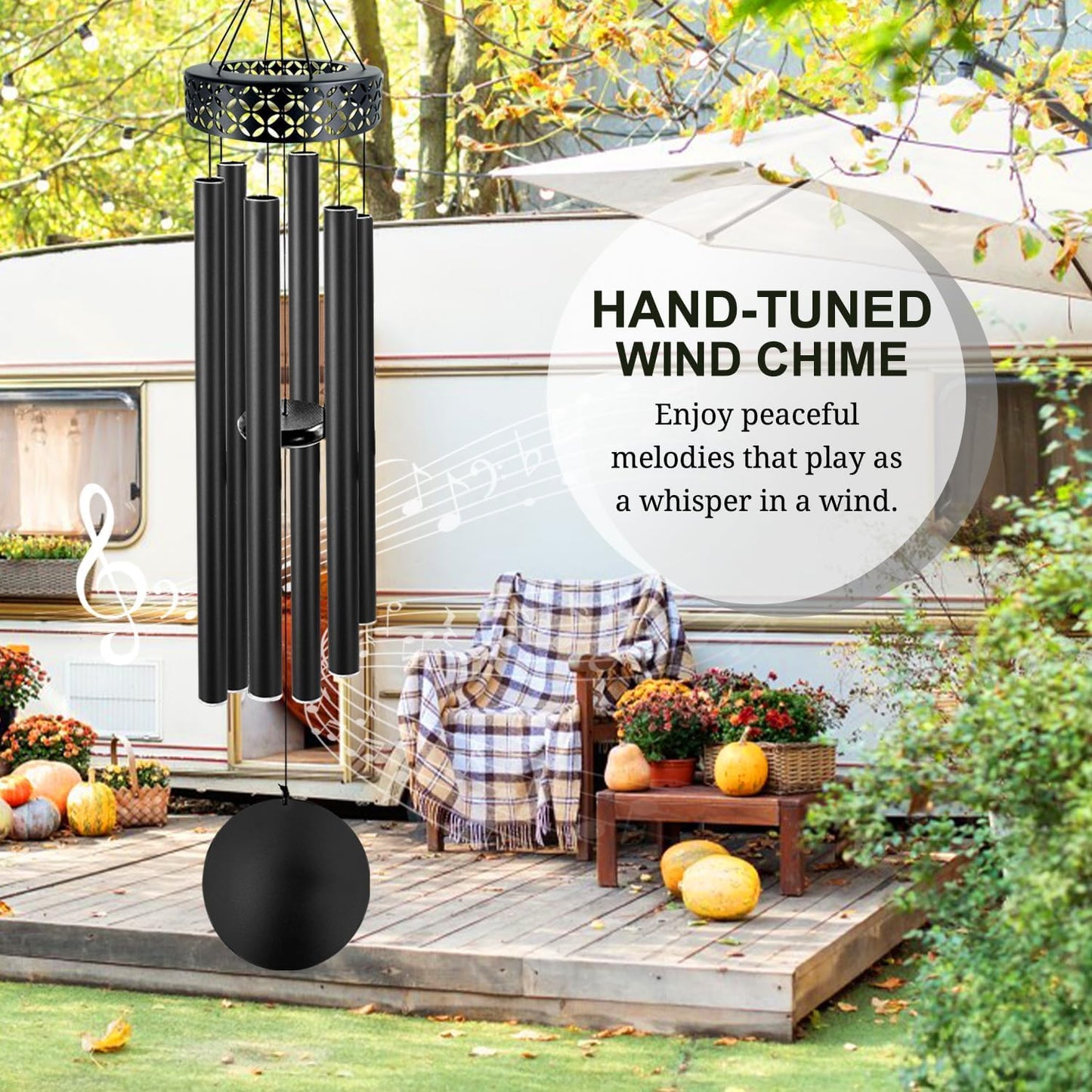 ASTARIN 48'' Deep Tone Wind Chimes for Outside - Large WindChimes with 6 Heavy Tubes, Memorial Chimes Outdoor for Garden Hanging Décor,Sympathy Gifts for Loved one,Home Décor, Black