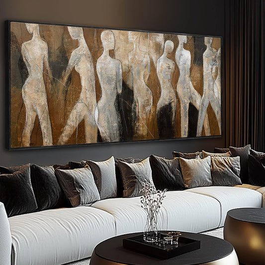 Line Framed Wall Art Figure Wall Prints Contemporary Hanging Wall Decor 32"x70" Large Artwork for Living Room Office Decorations