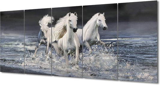 Yihui Arts Horse Metal Wall Art Hand Crafted Aluminum Artwork Modern 3D Animal Pictures for Living Room Bedroom Bathroom Decor