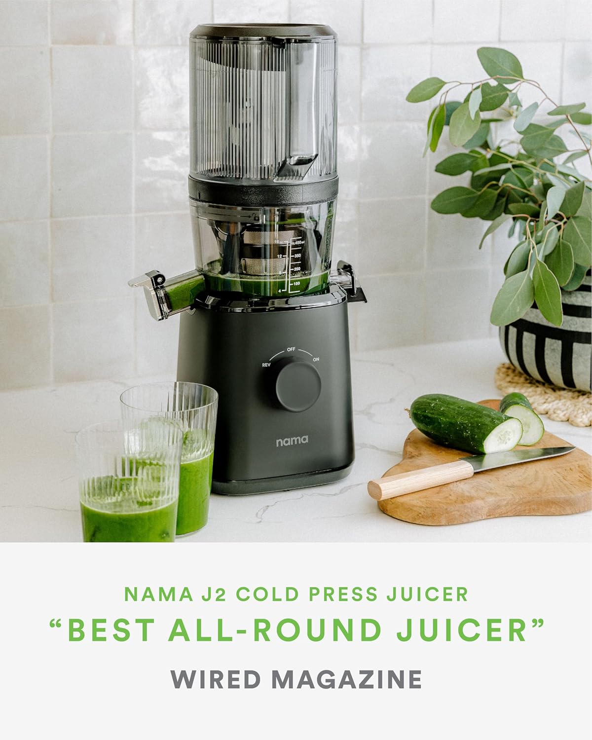 Nama J2 Cold Press Juicer – Self Feeding for Hands-Free Operation with Wide Mouth Hopper for Whole Recipe Loading, Zero Waste Masticating Juicer For More Juice, Less Pulp – Easy Cleanup & Assembly