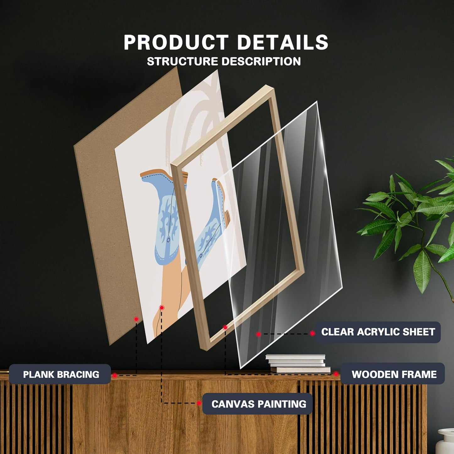 Blue Preppy Canvas Wall Art Set of 3 Trendy Cowgirl Boots Home Decor Flower Market Posters Prints Coastal Aesthetic Painting Picture for Girls Bedroom Bathroom Living Room Dorm 16x24Inch Wood Framed