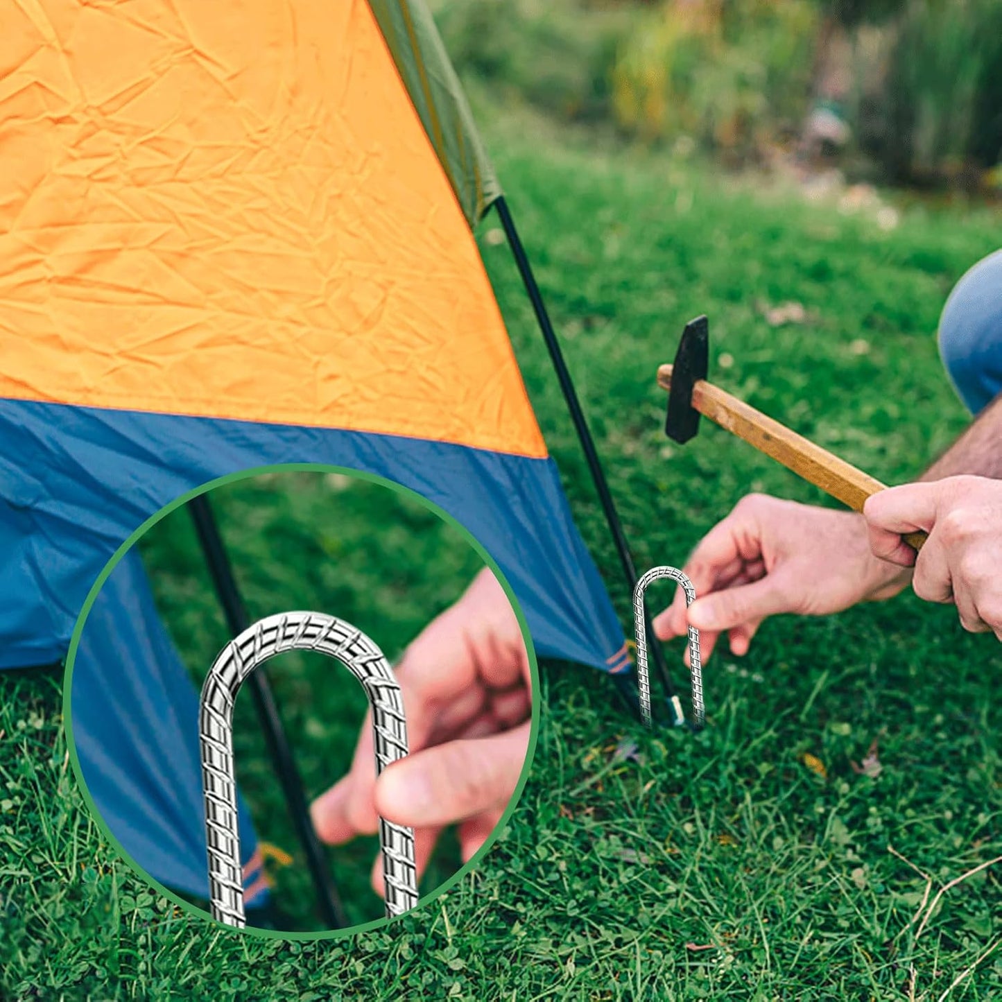 Rebar-Stakes-12-Inch, Ground Stakes Heavy Duty U-Hook Galvanized Anti-Rust Tent Stakes Heavy Duty Ground Anchors for Garden Dog Fence Chicken Coop Christmas Decorations Deer Fence 16pcs